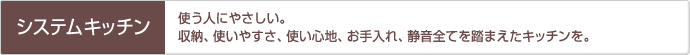 「システムキッチン」使う人にやさしい。収納、使いやすさ、使い心地、お手入れ、静音全てを踏まえたキッチンを。